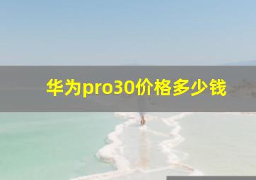 华为pro30价格多少钱