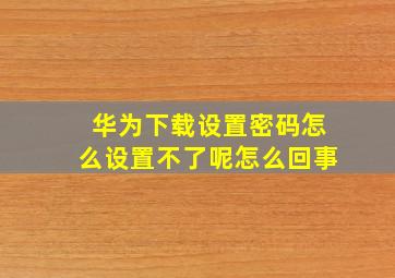 华为下载设置密码怎么设置不了呢怎么回事