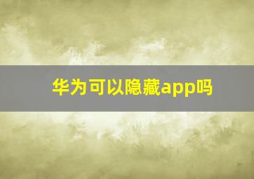 华为可以隐藏app吗