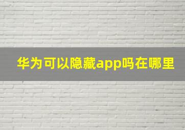 华为可以隐藏app吗在哪里