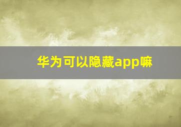 华为可以隐藏app嘛