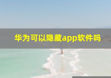 华为可以隐藏app软件吗