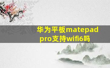 华为平板matepadpro支持wifi6吗