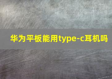 华为平板能用type-c耳机吗