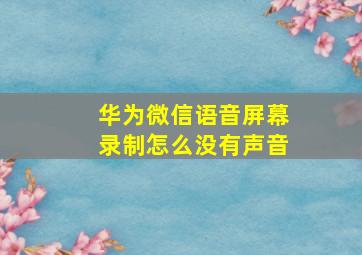 华为微信语音屏幕录制怎么没有声音