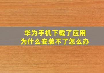 华为手机下载了应用为什么安装不了怎么办