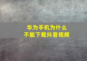 华为手机为什么不能下载抖音视频