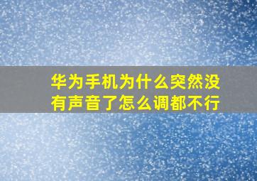 华为手机为什么突然没有声音了怎么调都不行