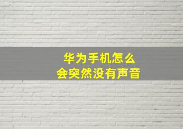 华为手机怎么会突然没有声音