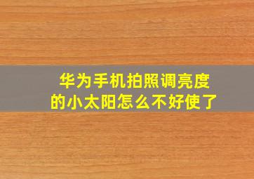 华为手机拍照调亮度的小太阳怎么不好使了