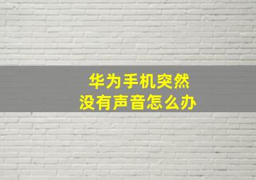 华为手机突然没有声音怎么办