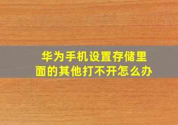 华为手机设置存储里面的其他打不开怎么办