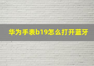 华为手表b19怎么打开蓝牙