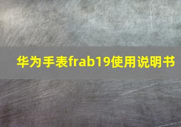 华为手表frab19使用说明书