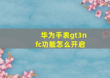 华为手表gt3nfc功能怎么开启