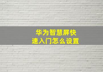 华为智慧屏快速入门怎么设置