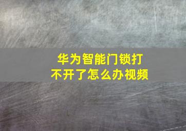 华为智能门锁打不开了怎么办视频