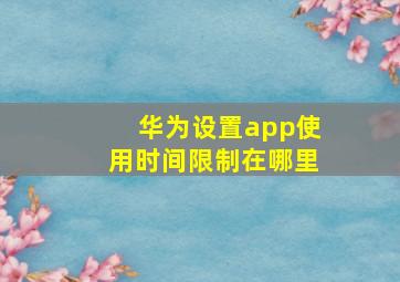 华为设置app使用时间限制在哪里