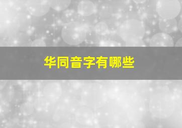 华同音字有哪些