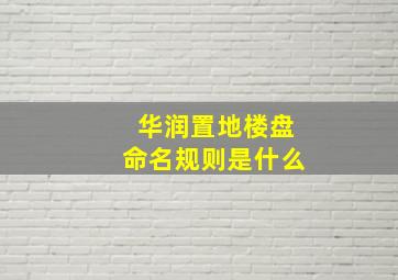 华润置地楼盘命名规则是什么