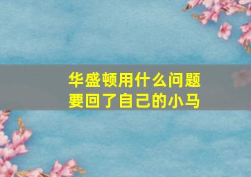 华盛顿用什么问题要回了自己的小马