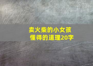 卖火柴的小女孩懂得的道理20字