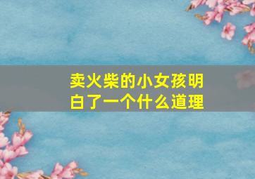 卖火柴的小女孩明白了一个什么道理