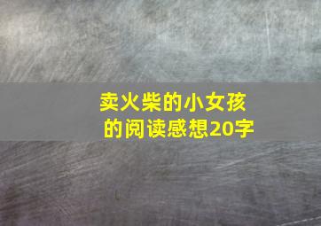 卖火柴的小女孩的阅读感想20字