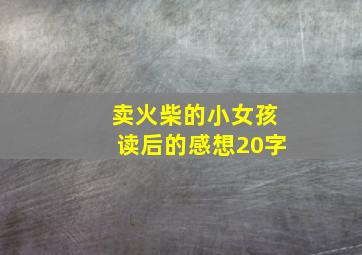 卖火柴的小女孩读后的感想20字