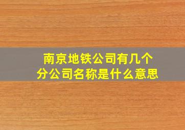 南京地铁公司有几个分公司名称是什么意思