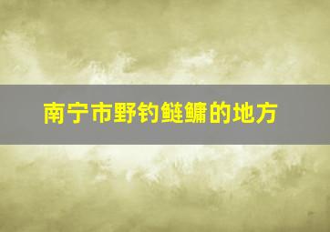 南宁市野钓鲢鳙的地方