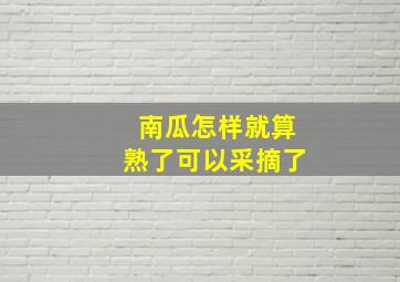 南瓜怎样就算熟了可以采摘了