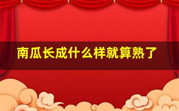 南瓜长成什么样就算熟了