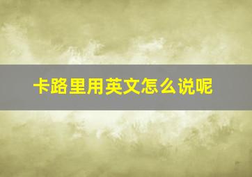 卡路里用英文怎么说呢