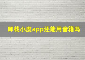 卸载小度app还能用音箱吗