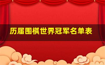 历届围棋世界冠军名单表