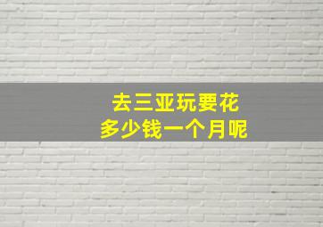 去三亚玩要花多少钱一个月呢