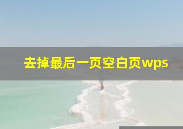 去掉最后一页空白页wps