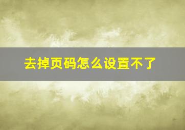 去掉页码怎么设置不了