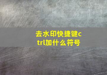 去水印快捷键ctrl加什么符号