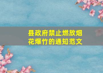 县政府禁止燃放烟花爆竹的通知范文