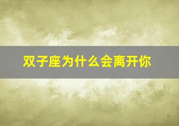 双子座为什么会离开你