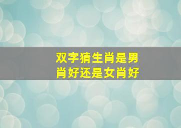 双字猜生肖是男肖好还是女肖好