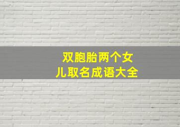 双胞胎两个女儿取名成语大全