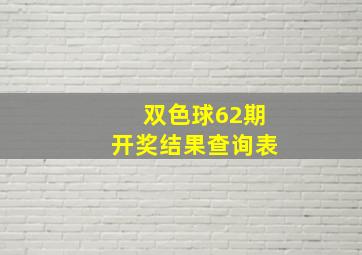 双色球62期开奖结果查询表