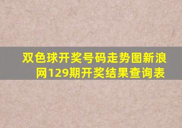 双色球开奖号码走势图新浪网129期开奖结果查询表