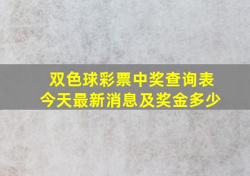 双色球彩票中奖查询表今天最新消息及奖金多少