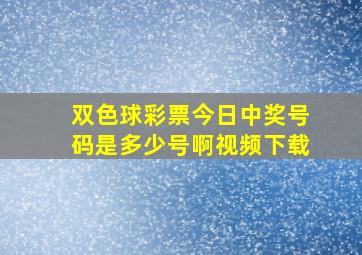 双色球彩票今日中奖号码是多少号啊视频下载