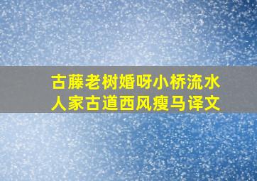 古藤老树婚呀小桥流水人家古道西风瘦马译文