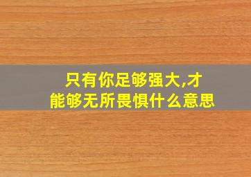 只有你足够强大,才能够无所畏惧什么意思